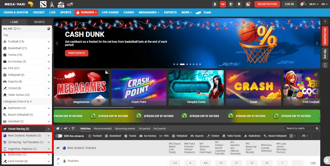 Megapari Sportsbook and Casino Screenshot